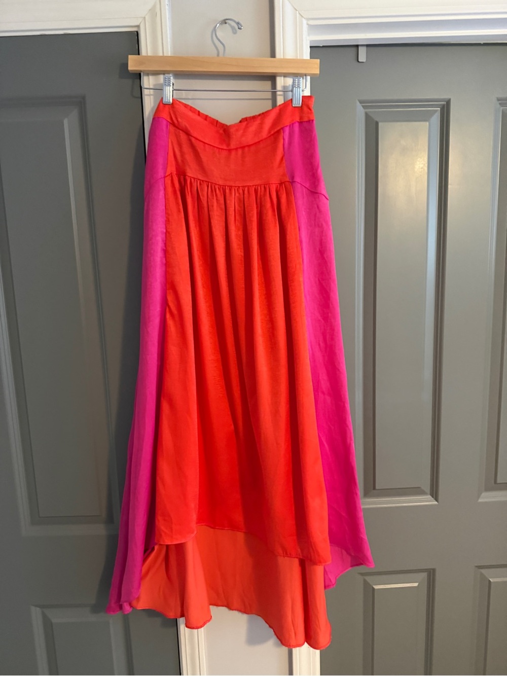 Talula Pink and Orange Colorblock High-Low Skirt